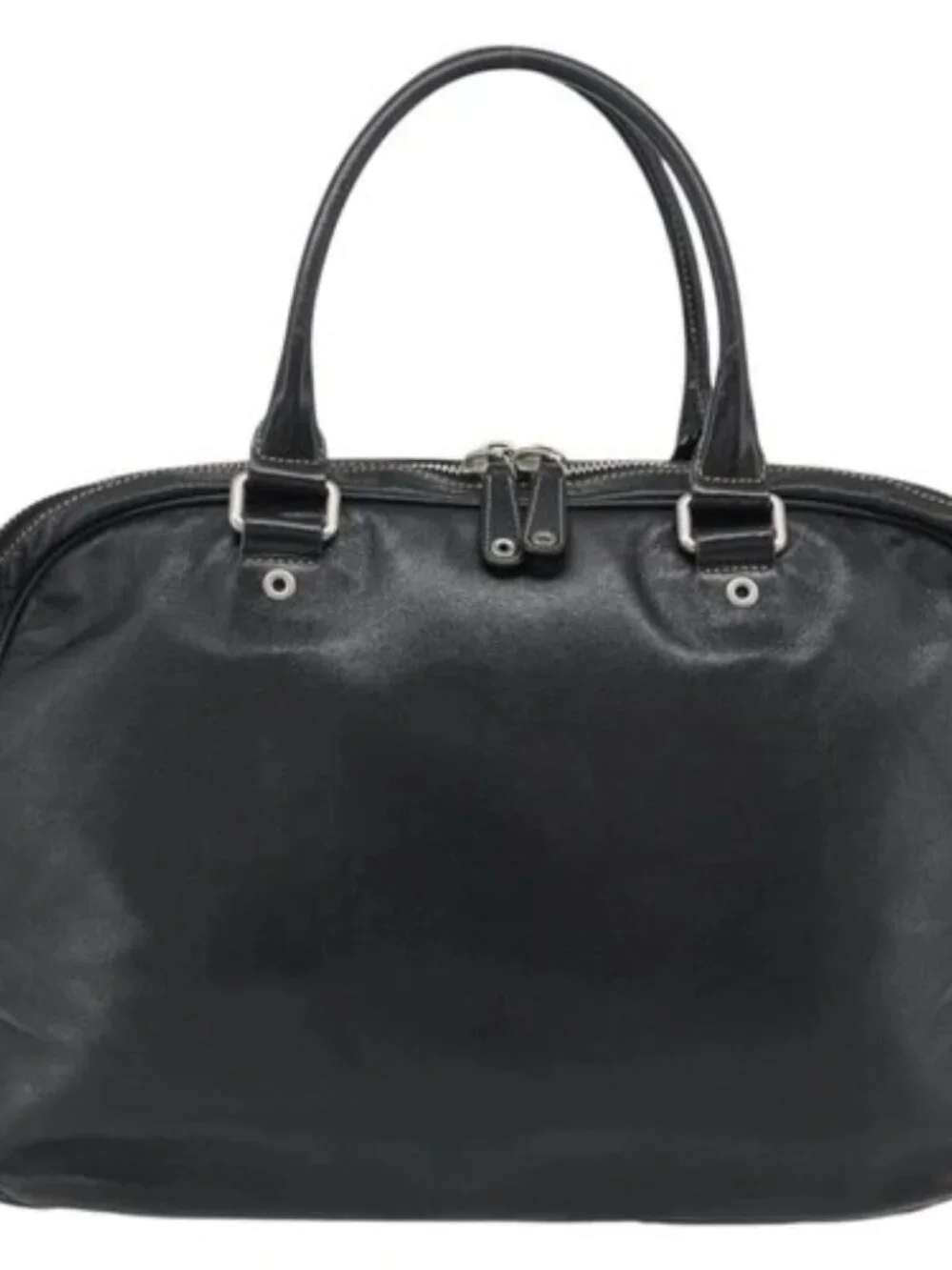 GUCCI Shoulder Bag Leather 2way Black Silver Auth ka4484